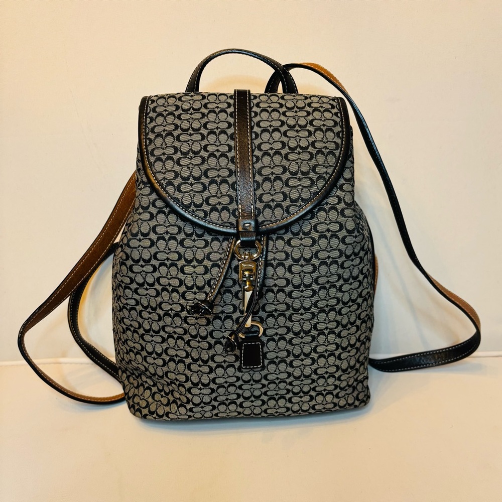 Vintage Coach Monogram Black and Grey Backpack